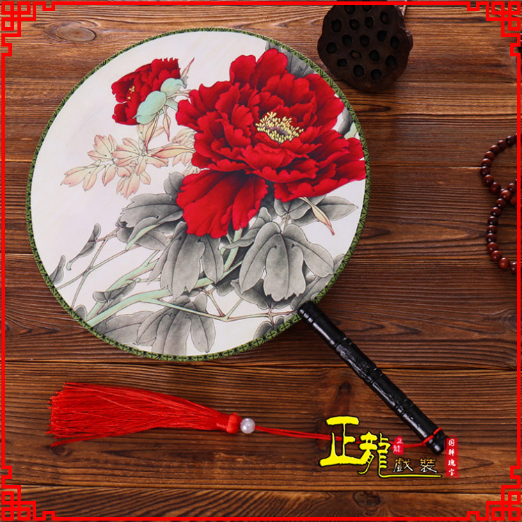 泗洪古典中国风团扇空白扇跳舞蹈扇 真丝宫扇