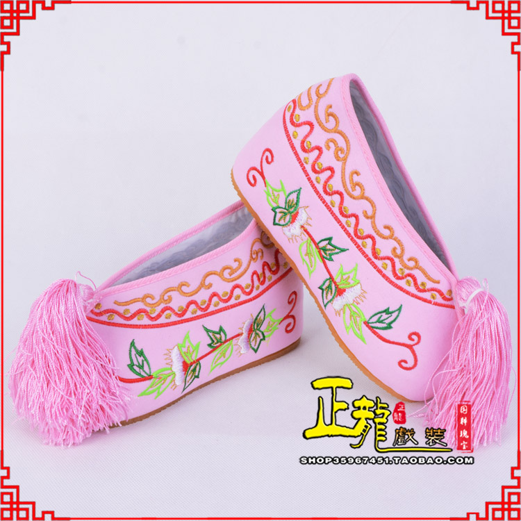 泗洪花旦鞋女绣花彩鞋 舒适款草花内高彩鞋