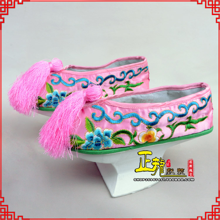 泗洪京越剧戏鞋花盆底清朝皇后贵妃宫女花盆底 旗鞋