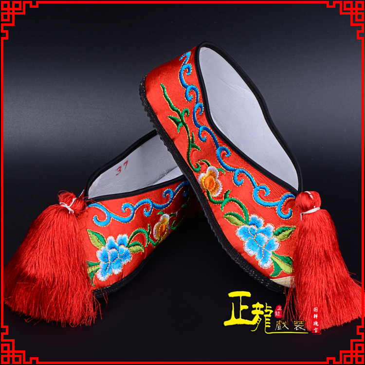 泗洪京剧越剧戏曲彩鞋花旦绣花 普平底彩鞋